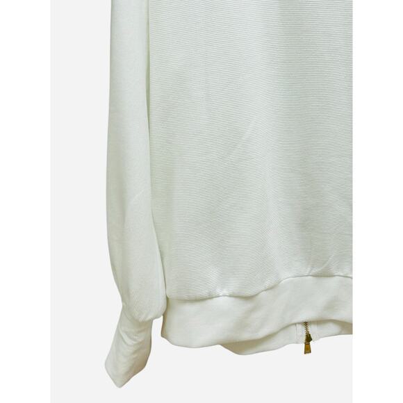 EFan White Oversized Zip Jacket Sweater Gold Hardware Size Large - Picture 7 of 10